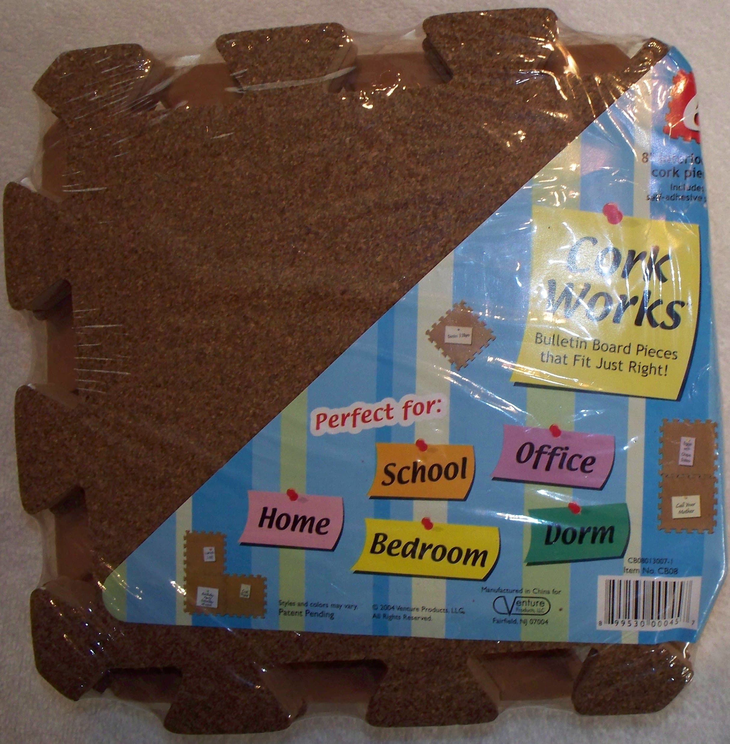 Interlocking Cork Pieces for Bulletin Board: Six 8" Pieces Covers 16" X 24"
