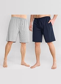 Mens Pyjama Shorts - Comfy Lounge Shorts with Pockets Pack of 2