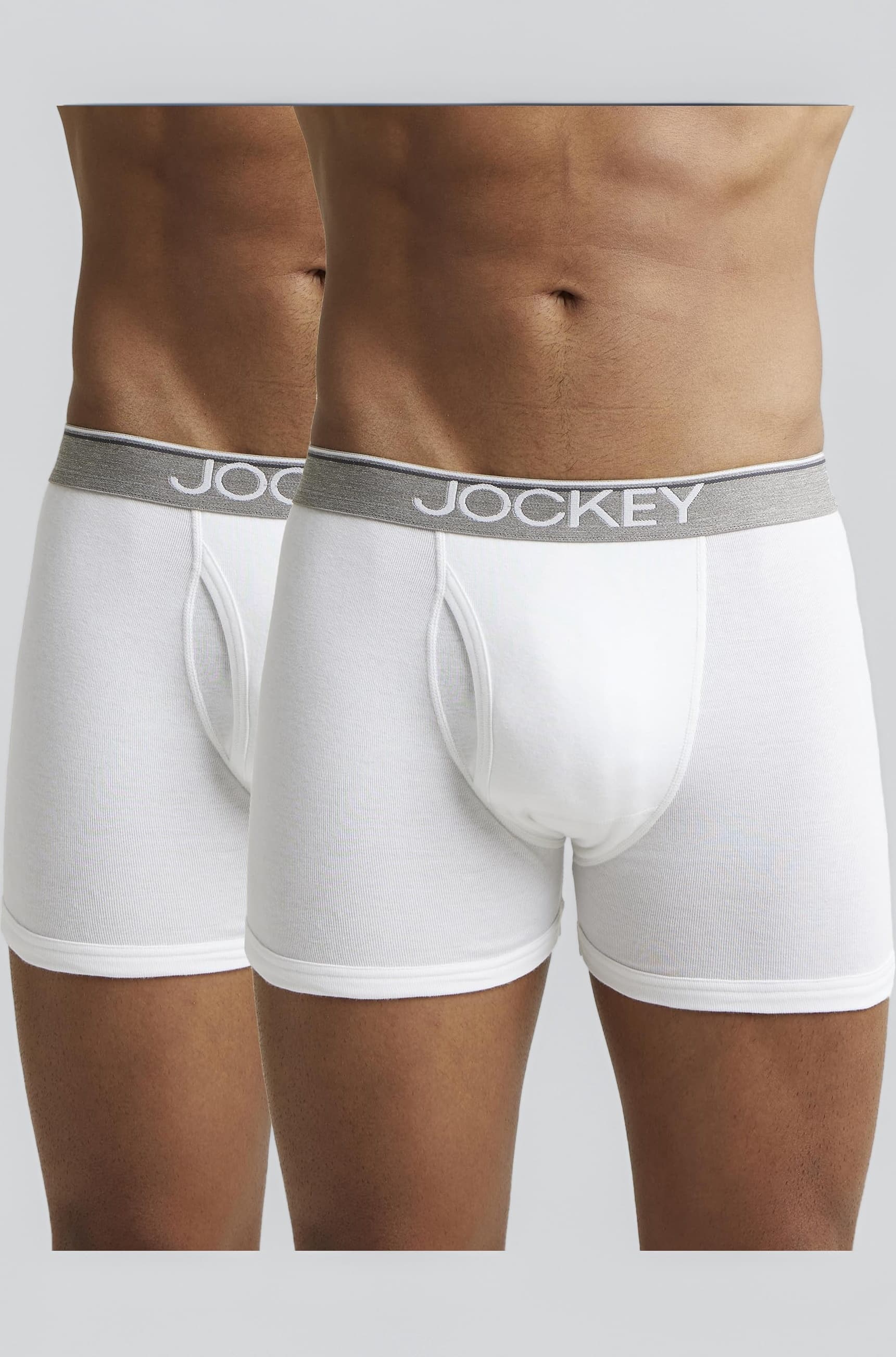 8009 Men's Super Combed Cotton Rib Solid Boxer Brief with Ultrasoft Waistband (Pack of 2)