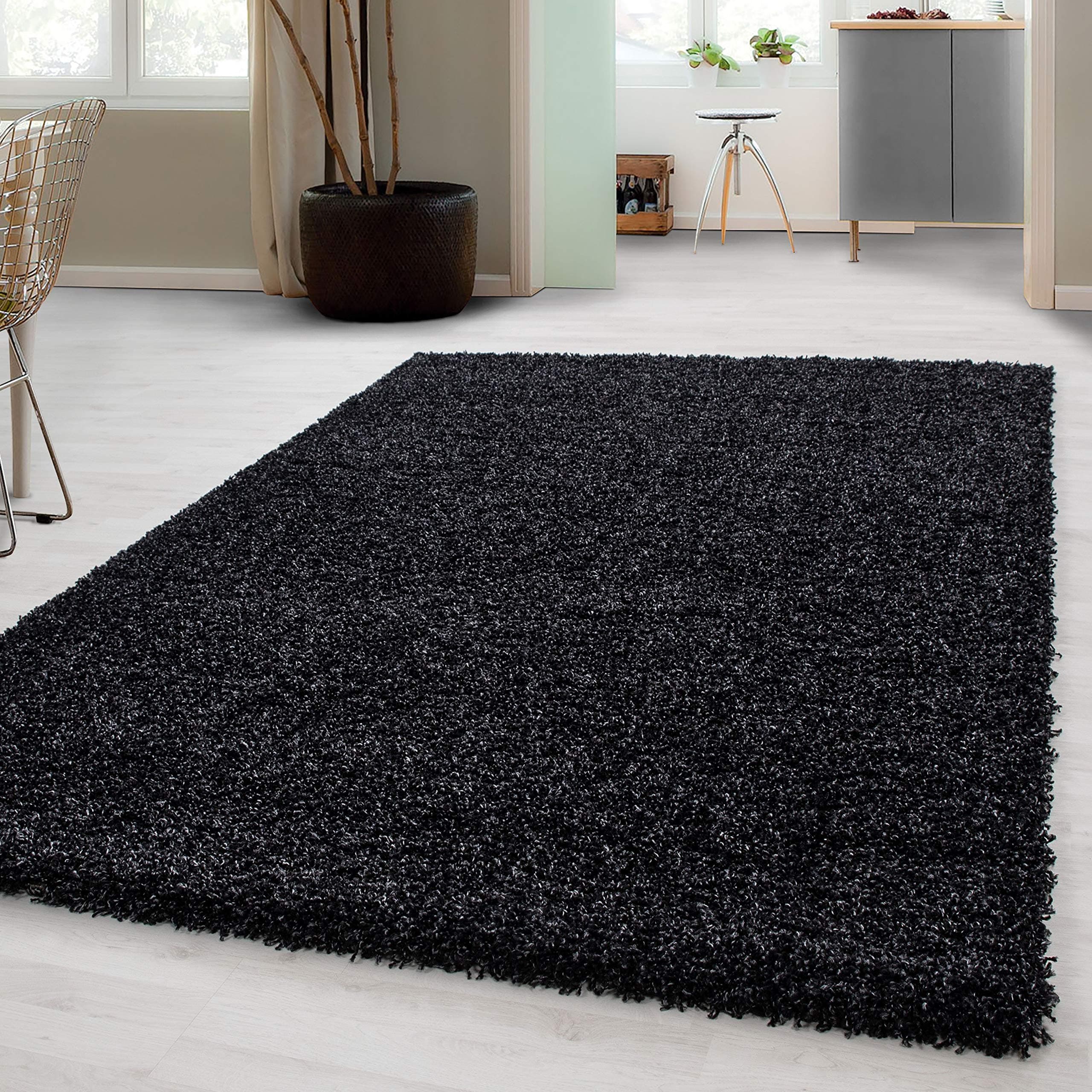 Small - Extra Large Size Thick Modern Plain Non Shed Soft Shaggy Rugs Carpets Rectangle and Round Carpets Colours Anthracite Beige Brown Cream Green Grey Light Grey Purple Red Terra Navy Rugs, Size:60 x 110 cm, Colour: Anthracite