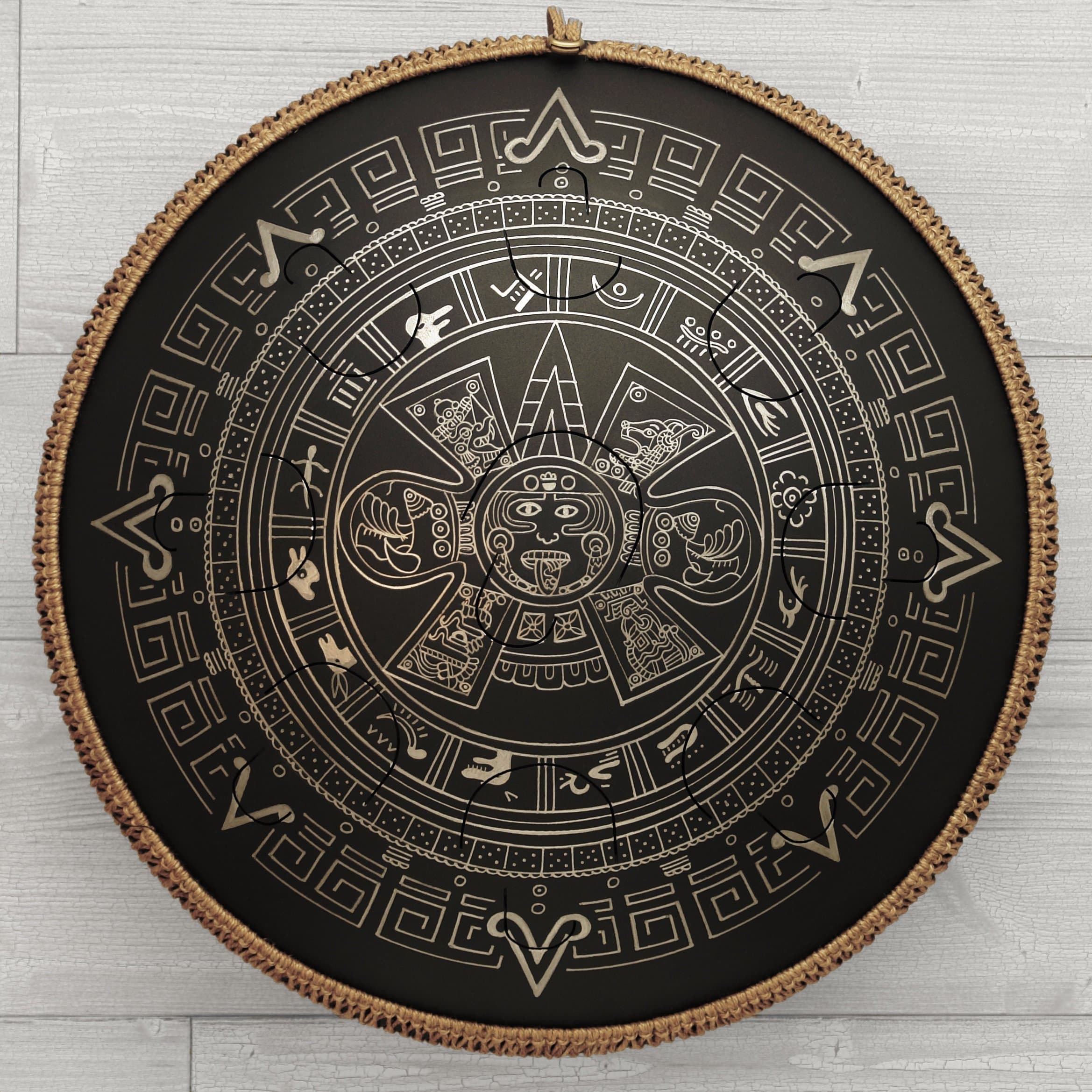 GUDA DRUM 2.0 Plus Aztec Calendar with Rope Decoration and Travel Bag