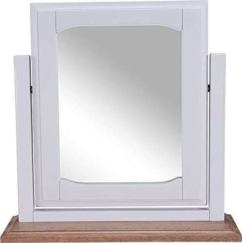 Devon Oak Dressing Table Mirror Oak and Grey Painted Finish | Wooden Bedroom Furniture