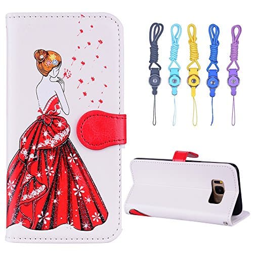 Case for Samsung Galaxy S8 Plus, Galaxy S8 Plus Mobile Phone Case, Samsung Galaxy S8 Plus Galaxy S8 Plus Leather Case Cover Roreikes Luxury Goddess Pattern Flower Strap Lanyard Flip Case Cover Card Holder Wallet Book Style Leather Case Handbag Soft TPU Thermoplastic Polyurethane Plastic Folio Hole Shell Case Protector with Viewing Stand Case with magnetic Closure and Stand Function