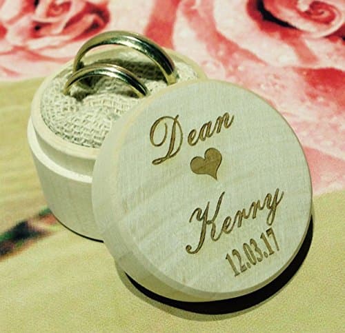 Small Wooden Milk Teeth Box Rounded Wedding Ring Box Personalised Name Wedding
