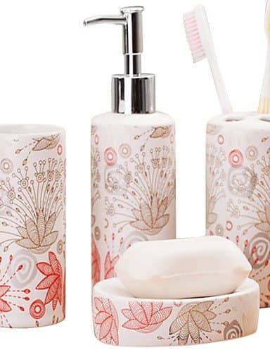 YangR*plain colour floret bathroom Four piece suit(Random pattern shape)