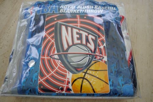 NEW JERSEY NETS ROYAL PLUSH RASCHEL THROW BLANKET