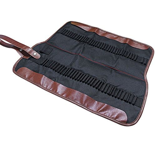 Feelily 72 Slots Canvas pencil Wrap Case for Assorted Colouring Pencils, Black Multi-Purpose Roll Up Pencil Pouch Holder for Carrying Travel Storage and Keeping pencils Neat (No Pencil)