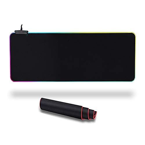RGB Soft Gaming Mouse Pad Large, 7 Lighting Mode, Oversized Glowing Led Extended Mousepad Non-Slip Rubber Base,31.5 x 11.8in