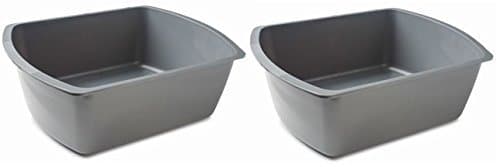 Vakly Rectangular Plastic Wash Basins, Gray, 8 Quart. (2)