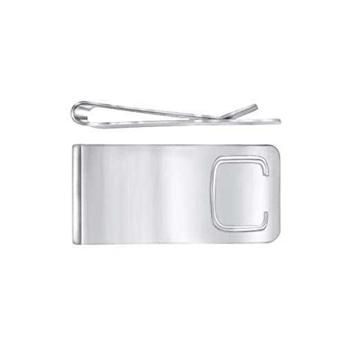 Men Initial Engraved Personalized Custom Silver Money Clip Perfect Gift - C