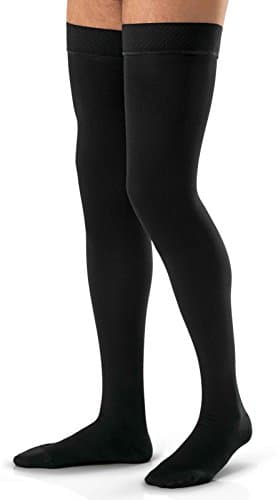 Jobst For Men 30-40 Thigh High Closed Toe Compression Stockings w/ Silicone Border Black Large