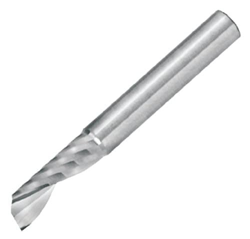 Micro 100 SFPM-050-50 Single Flute Router, Right Hand Spiral, Metric Dimensions, 5 mm Cutter Diameter, 6 mm Shank Diameter, 28 mm Flute Length, 60 mm Overall Length, Solid Carbide Tool