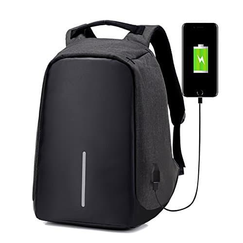 Ali yee Anti-theft backpack USB port backpack Laptop Backpack (black)