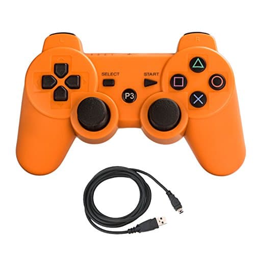 Pofona Bluetooth Wireless Controller For PS3 Double Shock - Bundled with USB charge cord (Orange)