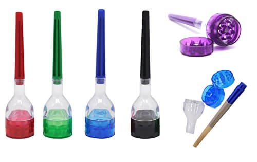 Herb Grinder + King Size Cone Roller - Shark Tooth Acrylic Grinder - Roll Your Own King Size Cone and Blunt with a Filter - Works with RAW, Zig-Zag, Backwoods, Dutch Master and More