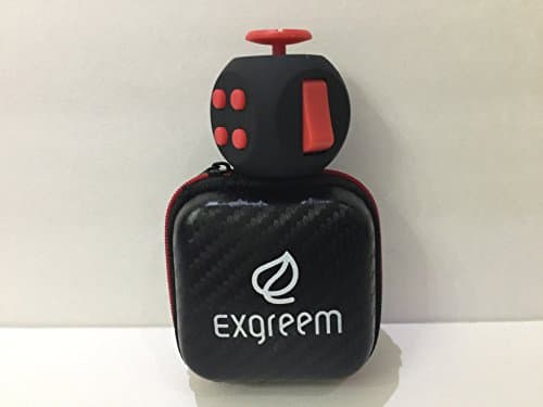 Exgreem 2017 NEW Third Generation Upgraded Version Fidget Cube, Anti-anxiety and Depression Cube for Children and Adults (Black/red)