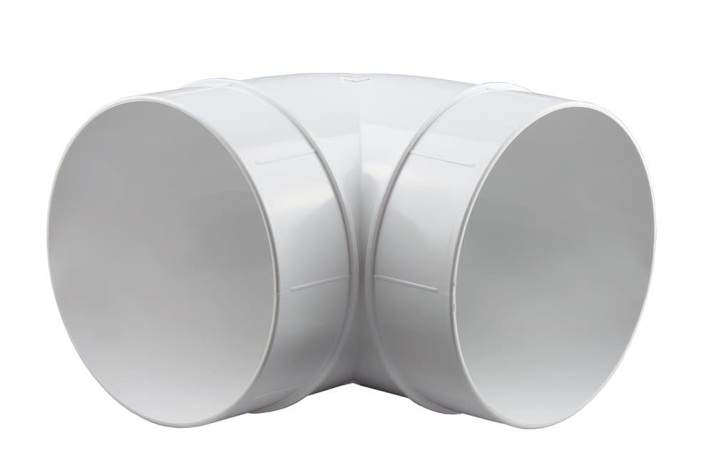 Round Pipe System, PVC Ventilation Pipe, Connecting Link, Elbow Joint, T-Section Reduction Holder, Plastic, Bogen 90°, Ø 100