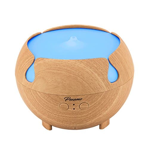 Paxamo Essential Oil Diffuser, 600ml Aromatherapy Diffuser with Wood Grain,Ultrasonic Cool Mist Diffusers, Aroma Humidifier with 7 Color LED Light Waterless Auto Shut-off for Home Office Bedroom
