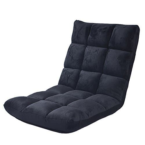 HTTH Adjustable Floor Gaming Sofa Chair 6-Position Cushioned Folding Lazy Recliner (Black)