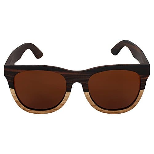 Brown Wooden Frame Patterned Unisex Rectangular Sunglasses
