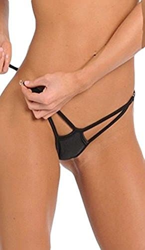 Pampered Diva Low Rise Break Away G-string/thong Ultra Sexy Front Cut Out Y Back (Medium/Large, Black)