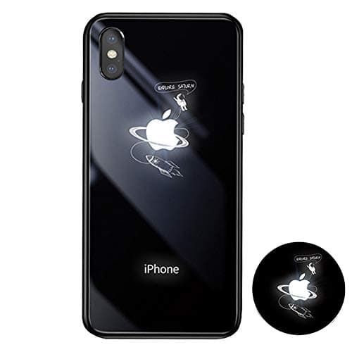 JZWDMD Glowing Case for iPhone 7/8, iPhone Xs Max Cases Led Logo Light iPhone Case Glowing Light Up Logo Case Illuminate Cover Tempered Glass Back Cover Protective Case,B,iPhoneXSMAX