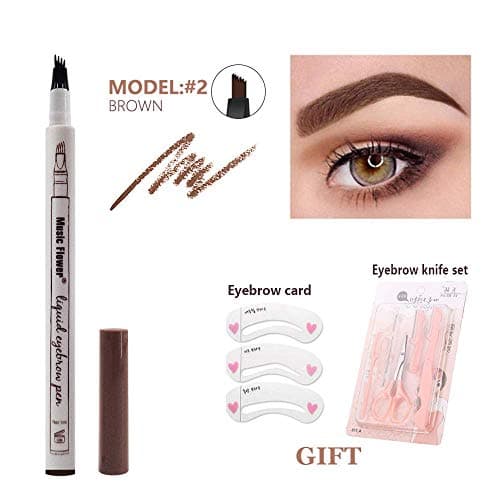 Eyebrow Pencil microblade pen Microblading tattoo eyebrow Pen with a Micro-Fork Tip Applicator Creates Natural Looking Brows Effortlessly and Stays on All Day (Brown)