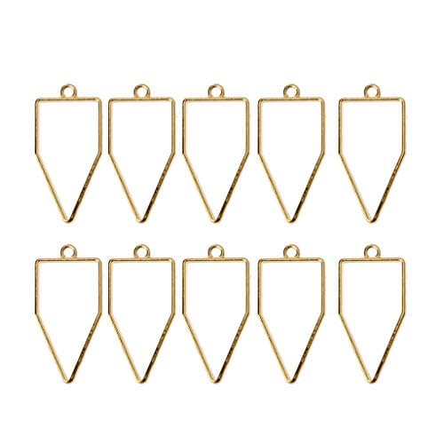 JunYe 10Pieces Frame Pendant Open Back Bezel Geometric Hollow Frame Resin Jewelry Making - 3 - Gold