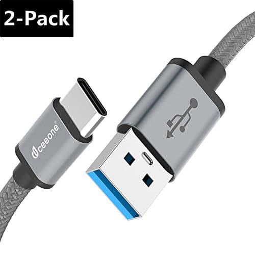 Samsung Galaxy Note 8 Type C Cable, CeeOne USB C to USB A Charger 2-Pack 10ft / 3m, Nylon Braided Fast Charging Cord for Samsung Note 8, Galaxy S8 / S8 Plus, LG G6 / G5, Google Pixel, OnePlus 5 3T