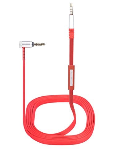 Souney 3.5mm AUX Replacement Headphone/Headset Audio Cable with Microphone for Beats Headset, Apple, Android (Red 1.1 Meters)