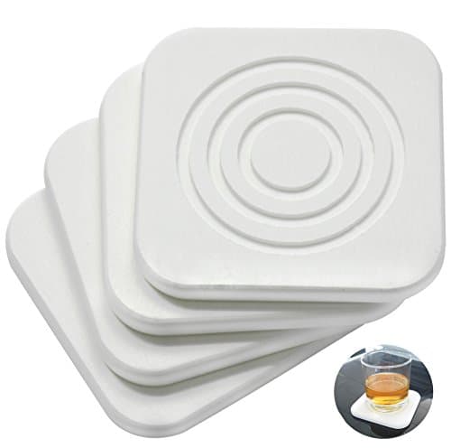 Drink Coasters Absorbent - White Stone Drink Coasters for Hot and Cold Drink - Diatomaceous Earth Stone Quick Dry (4 Pack)