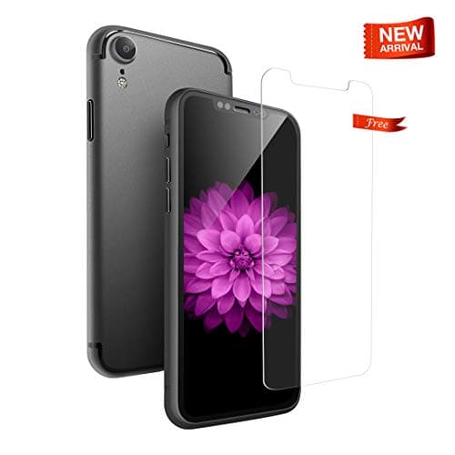 Belking iPhone XR Case, 0.3mm Ultra-thin Matte Case for iPhone XR, 6.1" Anti-Fingerprint iPhone XR Case, Free Tempered Glass iPhone XR Screen Protector - Matte Black