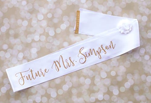 Personalized Future Mrs. Bridal Bachelorette Sash with Clip