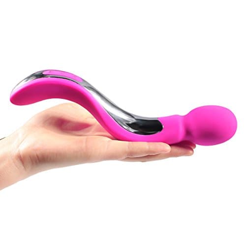 Luxvib Vibrating Wand / Seven Mode Frequency Electirc Massager / Water Proof Medical Silicone / Rechargeable Vibrating Therapeutic Snake Wand Massager (Pink)