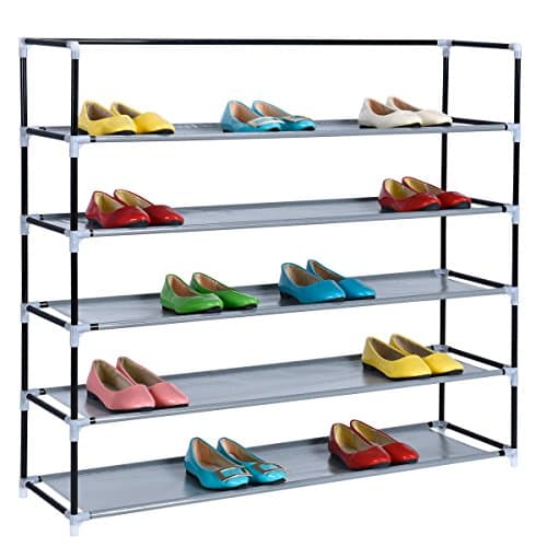 HAPPIFE 5-Tier Shoe Rack Space Saving Organizer Storage Bench - Holds 30 Pairs - Organize Your Closet Cabinet or Entryway - Easy to Assemble Stackable Organizer