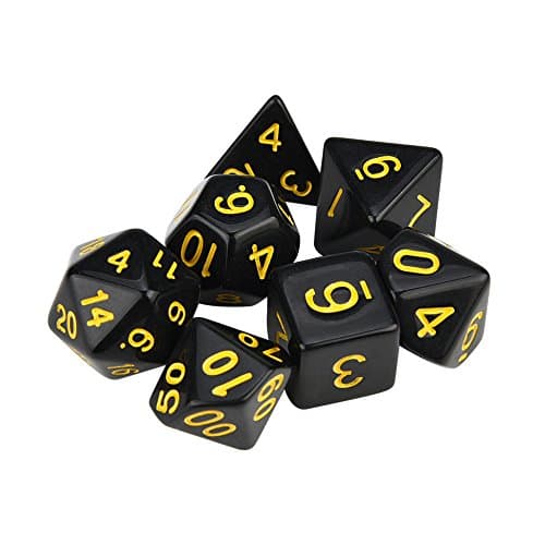 Trpg Dice,Game Dungeons & Dragons Multisided Dice Set,Multicolor Polyhedral D4-D20 Dices 7pcs (Yellow)
