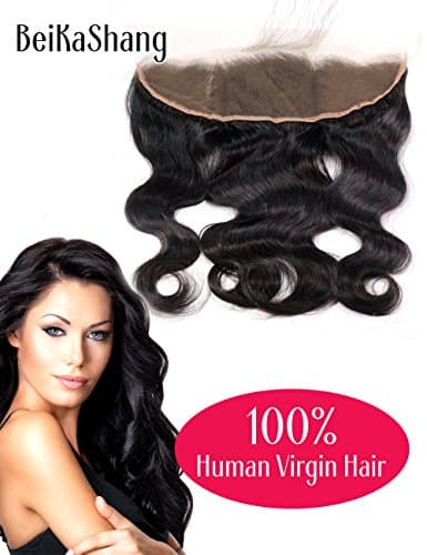 13x4 Body Wave Lace Frontal Closure BeiKaShang 8A 100% Unprocessed Brazilian Virgin Human Hair Ear To Ear Lace Frontal Full Lace with Bleached Knots Baby Hair 20"Free Part