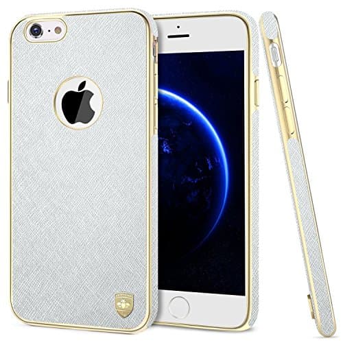 iPhone 6s Plus Case, iPhone 6 Plus Case, Luxury PU Leather Cloth Protective Cover Case, Magnetic Electroplate Rubber Slim Cell Phone Case iPhone 6s Plus iPhone 6 Plus Cases(5.5 inch) - Silver