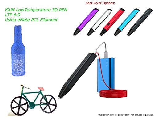 XYZFABS iSUN 3D Printing Low Temperature 3D Pen Using eMate PCL Filament , LTP 4.0, Black