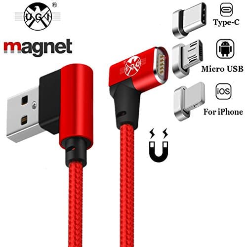Type C Micro USB C Magnetic Cables Iphone Charge Double 90° Right Angle 3ft/6.6ft 3 in 1 High Speed Data Sync Nylon Braided Cord Data Transfer for Android Apple Samsung HUAWEI Iphone X 7 8 Plus