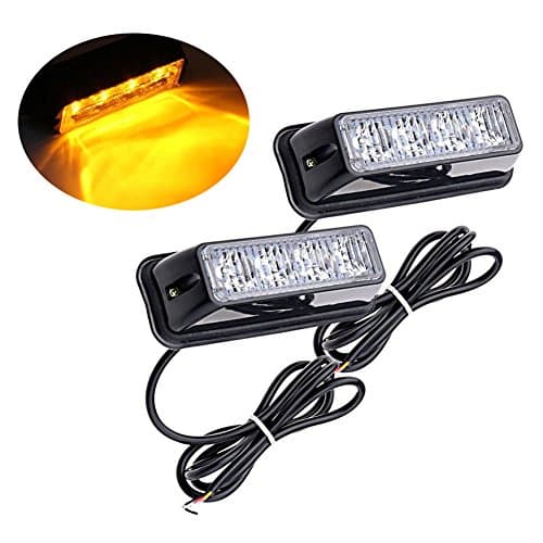 PESIC 2x Amber Yellow 4 LED Emergency Beacon Caution Strobe Flash Warning Light
