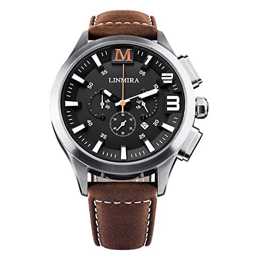 LINMIRA Big Dial Luminous Pointer Multi-Functional Water Resistant Quartz Sports Men Watch