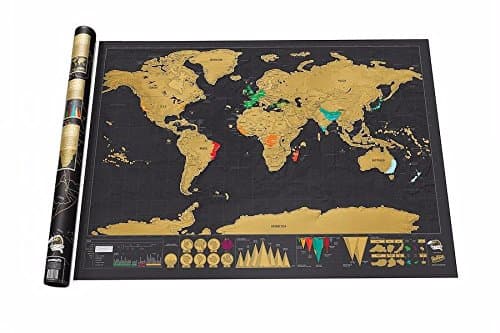 Premium Scratch-Off World Map + Scratch Pen; Black And Gold Edition. Ultimate Scratch Map For Adventurers And Travellers. Track Your Travels, Discover New Places. Great Gift Idea For Kids and Adults.