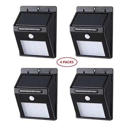 Solar Lights 12 LED Wireless Waterproof Motion Sensor Outdoor Light for Patio, Deck, Yard, Garden with Motion Activated Auto On/Off (4 Packs)