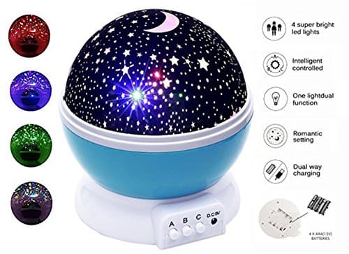 LIRUKOKO Sky Light Moon Light Star Projector 4 LED Bulbs 8 USB Cables Color Redemption Gifts Party