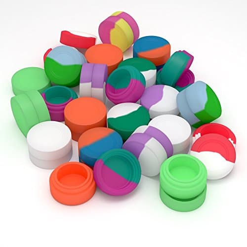 SPLENGO 50 PCS Original Silicone Containers - 3ml Original Silicone Non Stick - Silicone Jars Dab Wax Container for Wax and Cream - Nonstick Dab Wax Concentrate Bulk Mixed Color