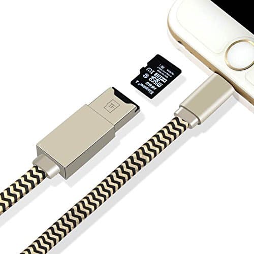 Memory Card Reader, Apple lightning cable, Prokitline 2in1 USB cord adapter for iPhone 5 / 6 / 7 / 7plus / 6plus / 5s / 6s iPad mini air pro with external storage upgrade micro SD , TF (not included )