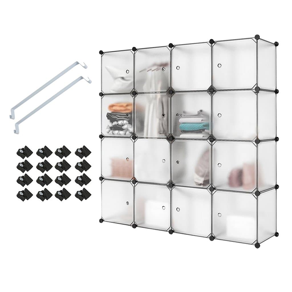 PONCTUEL ESCARGOT Plastic Storage Cube Plastic Wardrobe Cabinet Plastic Cube Organizer System for Clothes, Toys, Tool(16 Cubes)