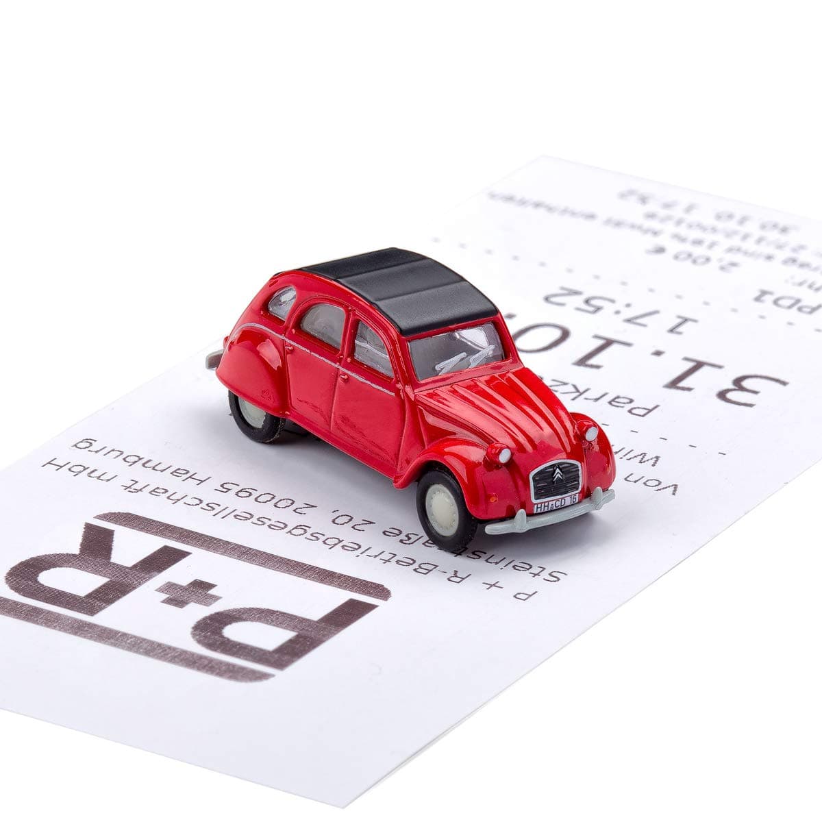 Avoid parking fines - Car, windscreen, dashboard, ticket and note holder, design parking ticket clip – Citroen 2CV red