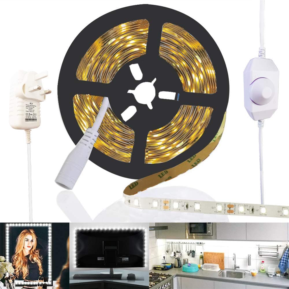 Elisson Vanity Mirror Lights Kit, Dimmable Make-up Mirror Light Strip with Power Supply for Vanity Dressing Table, DIY Hollywood Style Mirror Tape Lighting 4M/13ft, Daylight 6500K
